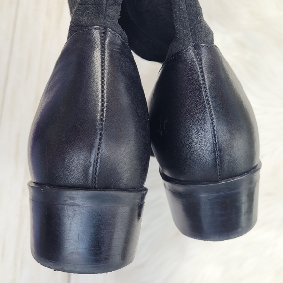 Vintage Markon Suela Black Leather Floral Embossed Tall Boots Women's 8.5 Wide - Picture 8 of 10